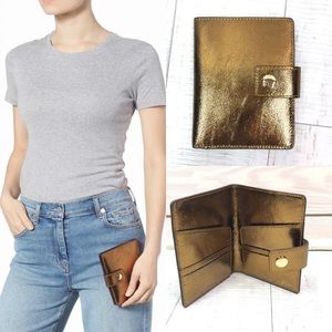 J. Crew Passport Case Metallic Copper Leather New